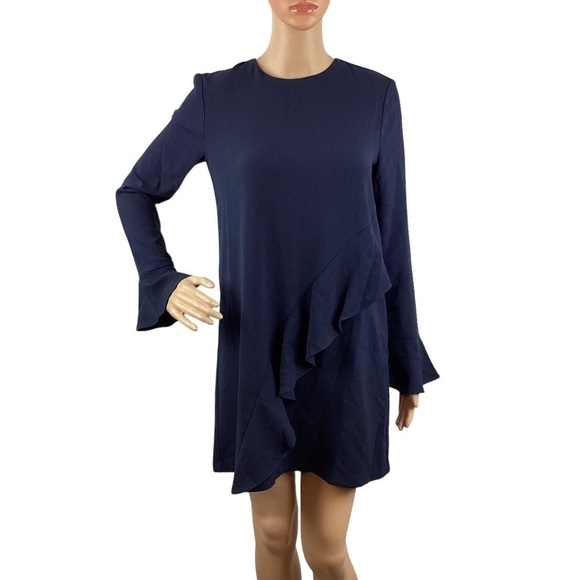 WAYF Dress Size XS Blue Long Sleeve Ruffle - Picture 1 of 7